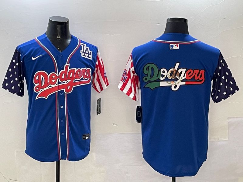 Men Los Angeles Dodgers Blank Blue a generation of national flags Joint name 2025 Nike MLB Jersey style 11